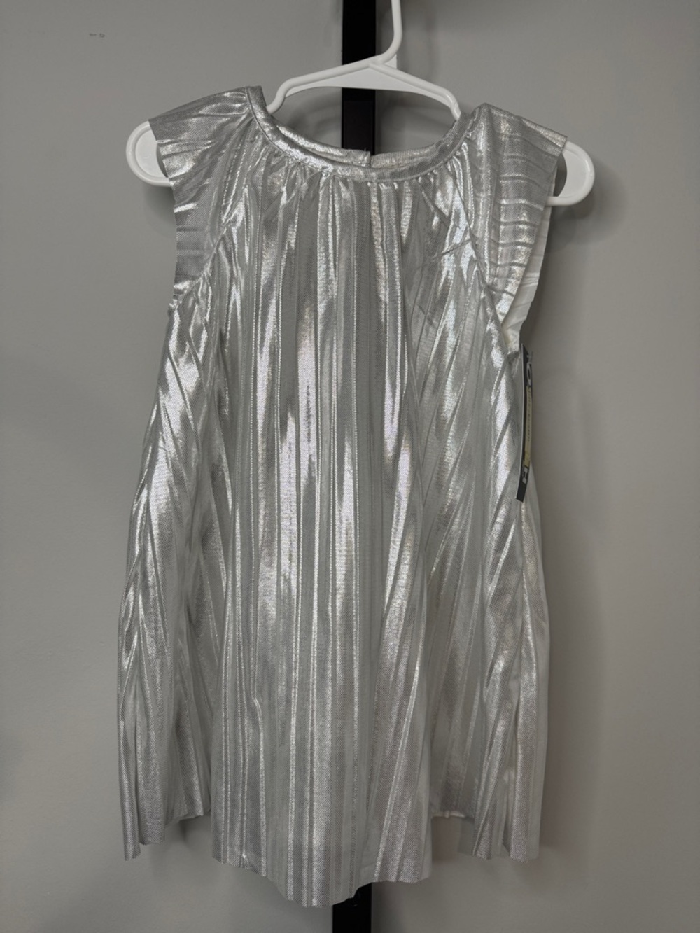 OshKosh B'gosh Silver Metallic Pleated Baby Toddler Dress Size 18 Months New NWT